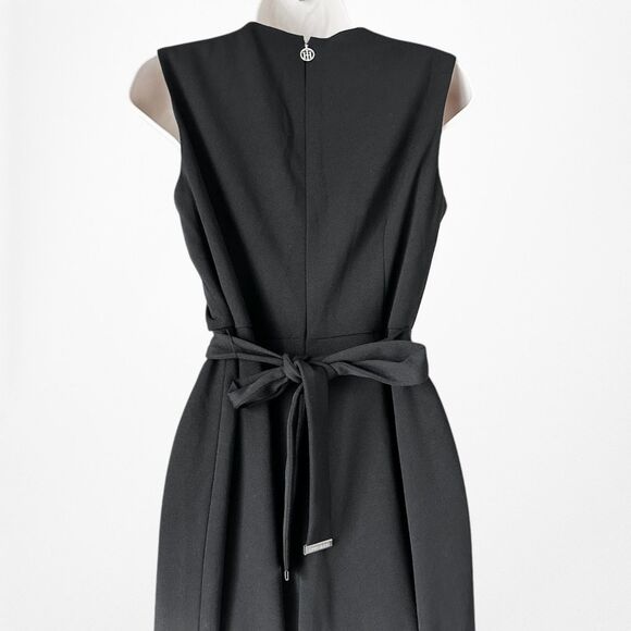 Vintage Y2K Black White Colorblock Sleeveless Wide Leg Waist Tie Jumpsuit Size M - Picture 7 of 8